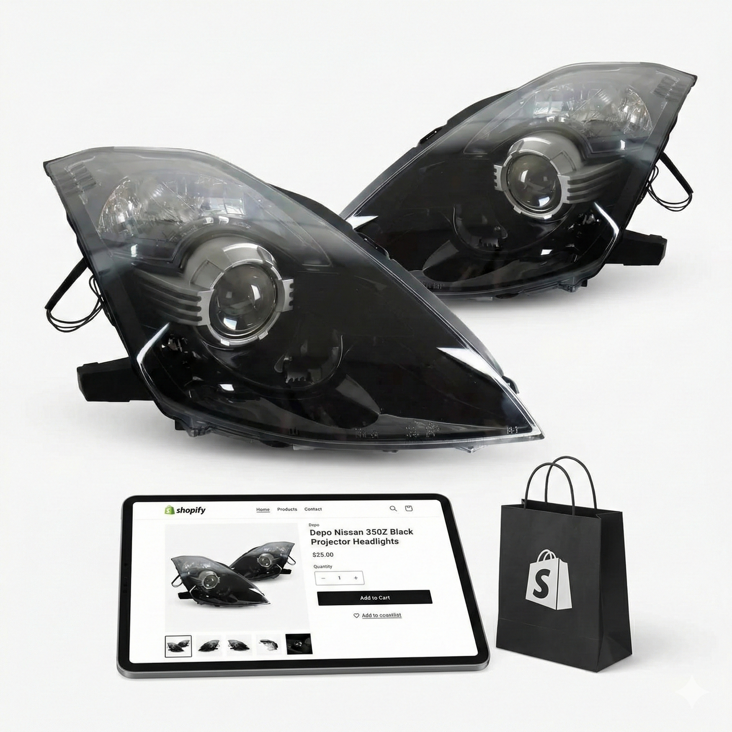 Nissan 350Z Facelift Bixenon Scheinwerfer schwarz im JDM style von Depo